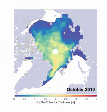sea ice thickness over time in Arctic