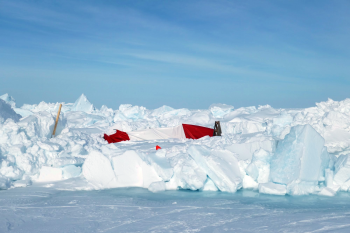 Tent collapsed under Arctic sea ice ridging
