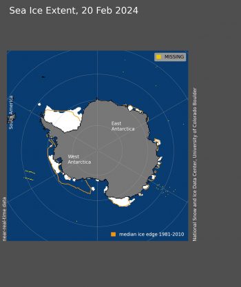 Antarctic sea ice extent on February 20, 2024