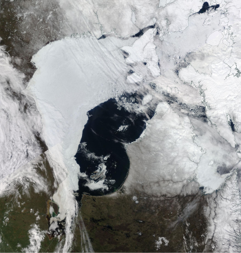 This NASA Moderate Resolution Imaging Spectroradiometer (MODIS) True Color image from May 26, 2024, shows the vast retreat of sea ice from the eastern coast Hudson Bay. Credit: NASA Worldview|High-resolution image
