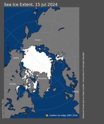 Arctic sea ice extent on July 15