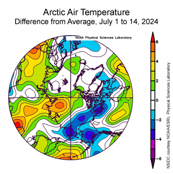 Air temperature in Arctic from July 1 to July 14