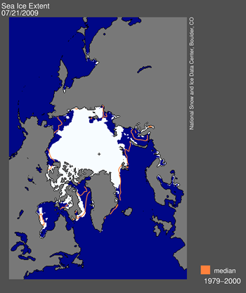 map from space showing sea ice extent, continents