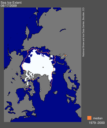 map from space showing sea ice extent, continents