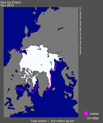 map from space showing sea ice extent, continents