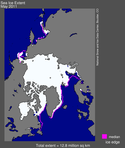 map from space showing sea ice extent, continents