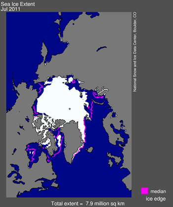 map from space showing sea ice extent, continents