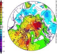 Arctic temperature anomaly map