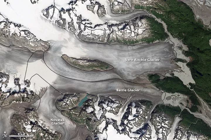 Global Land Ice Measurements from Space Initiative (GLIMS) image showing glaciers