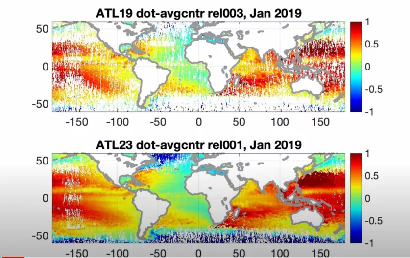 Monthly gridded (ATL19) and monthly 3-month gridded averages (ATL23) of dynamic ocean topography (DOT) over mid latitudes