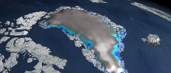 The Ice, Cloud and land Elevation Satellite (ICESat) image of the Greenland Ice Sheet from 2003 to 2006