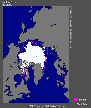 map from space showing sea ice extent, continents