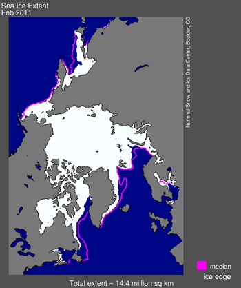 map from space showing sea ice extent, continents