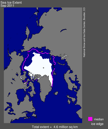 map from space showing sea ice extent, continents