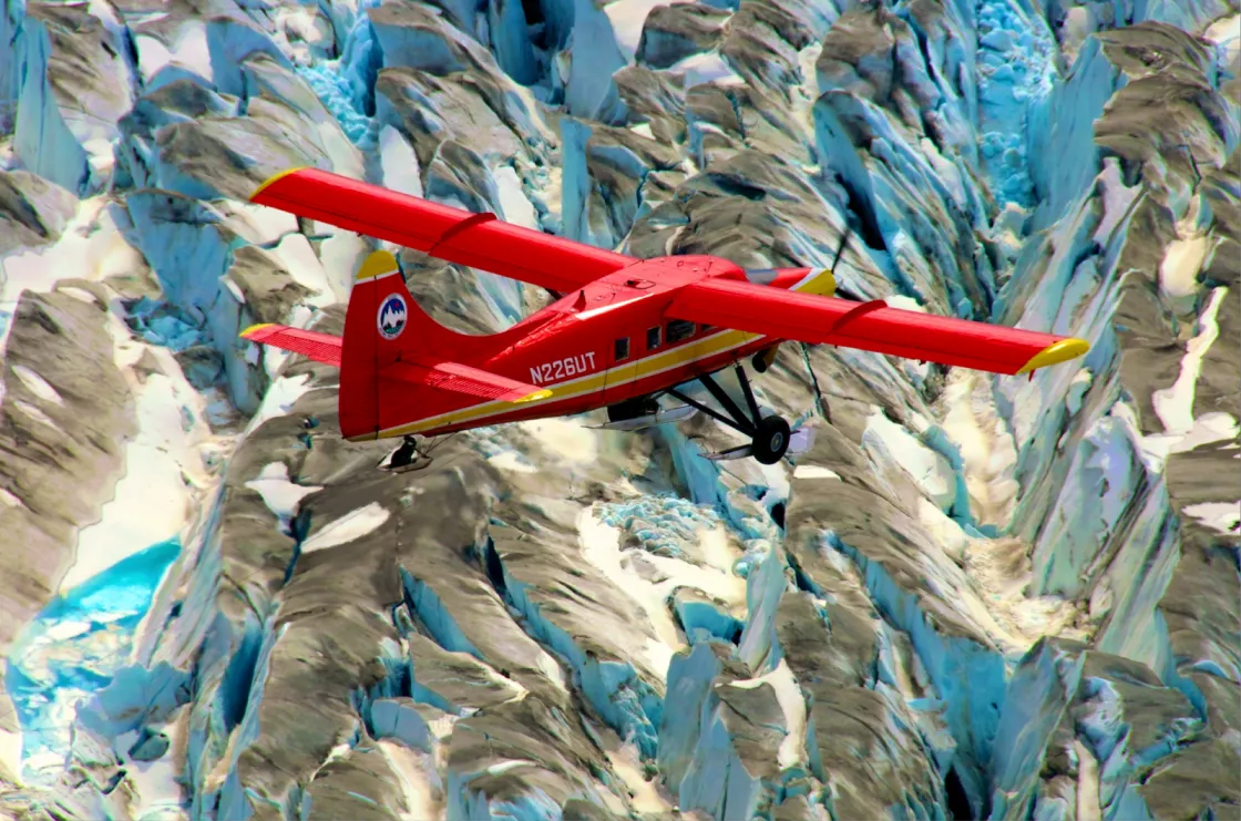 An IceBridge plane flies over Alaska