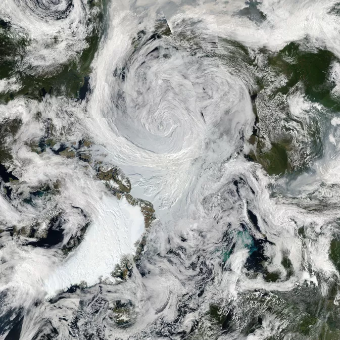 Satellite image of the 2012 Arctic cyclone