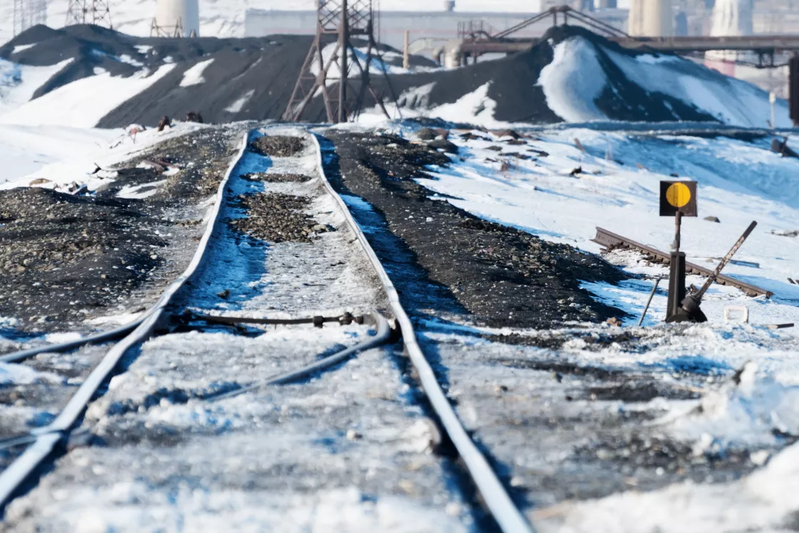 Photo of deformed railway track built on permafrost
