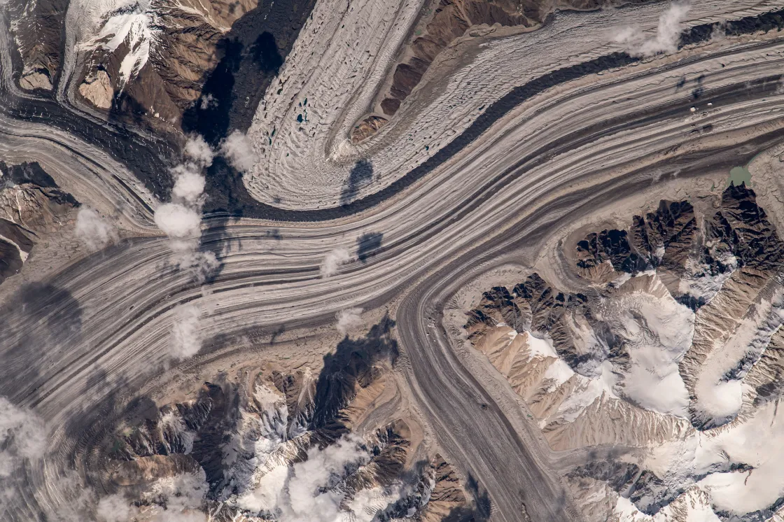 Aerial photo of Karakoram glaciers