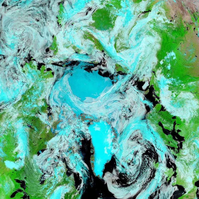 infrared satellite image of Arctic sea ice