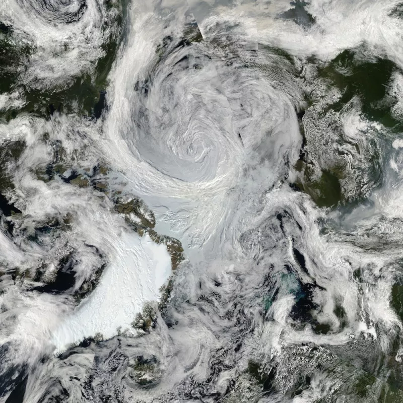 A satellite image of the Great Arctic Cyclone that hit the Arctic in August 2012