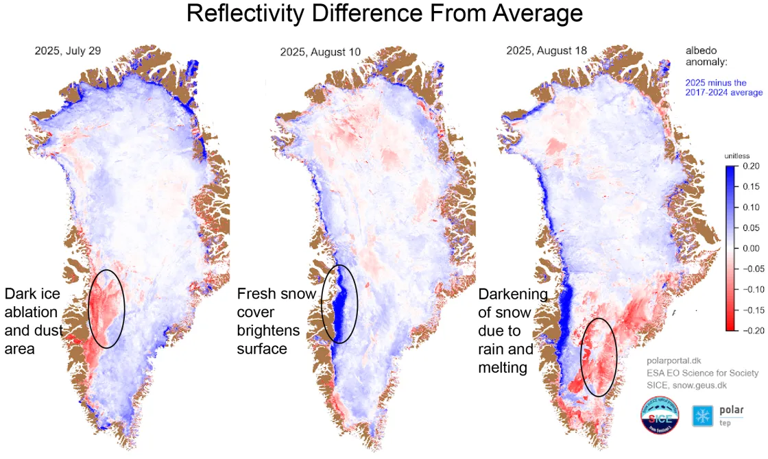 Reflectivity anomaly maps of Greenland