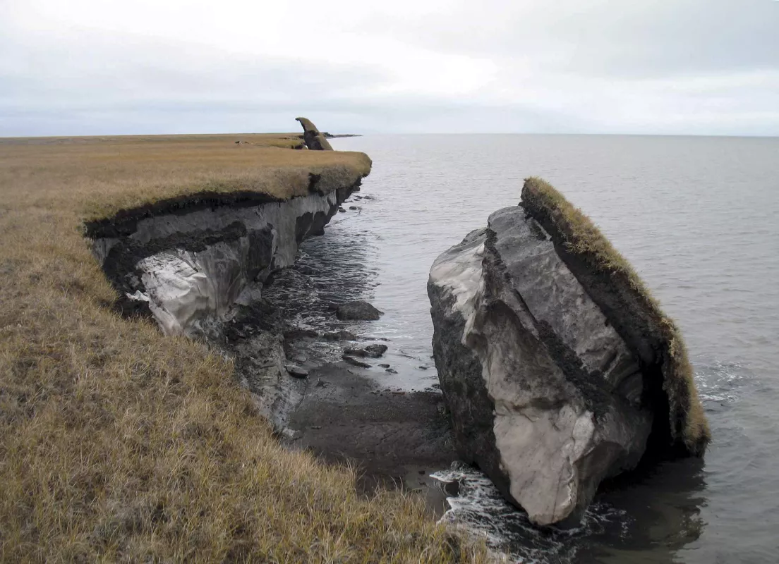 Erosion of permafrost coast in Alaska