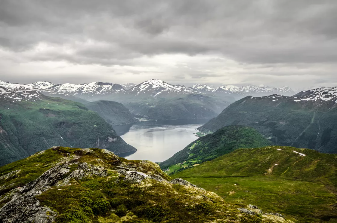 Norwegian fjords on a rainy day