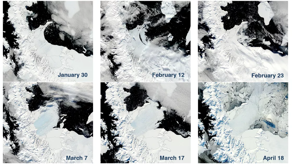 MODIS images of Larsen B disintegration in 2002