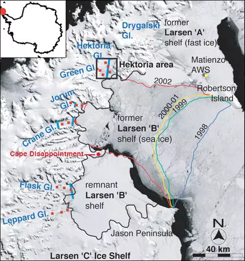 map of Larsen Ice Shelves