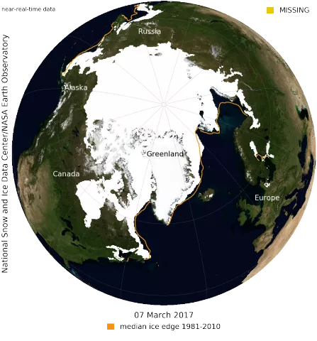 Globe with sea ice
