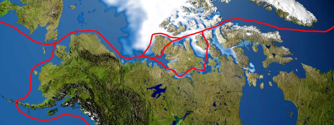 Illustration of the Northwest Passage in the Arctic Ocean