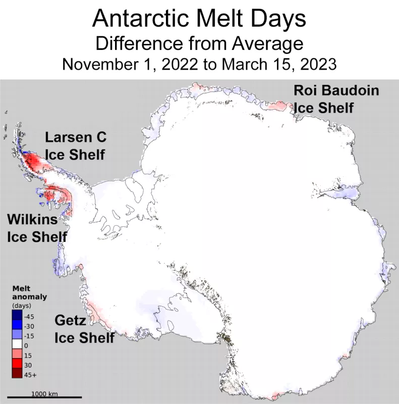 Figure 1b: Antarctic melt days map