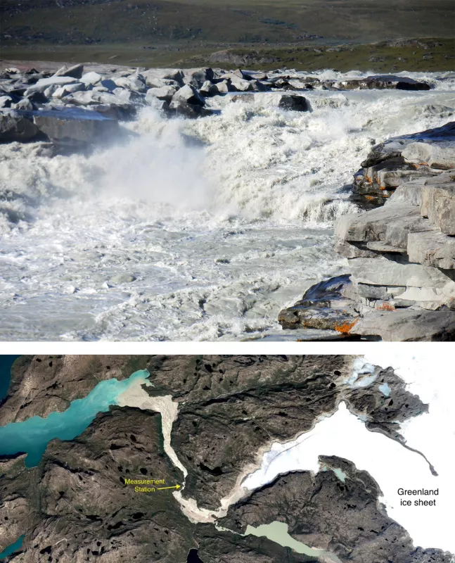 Figure 6: Photo and satellite image of runoff