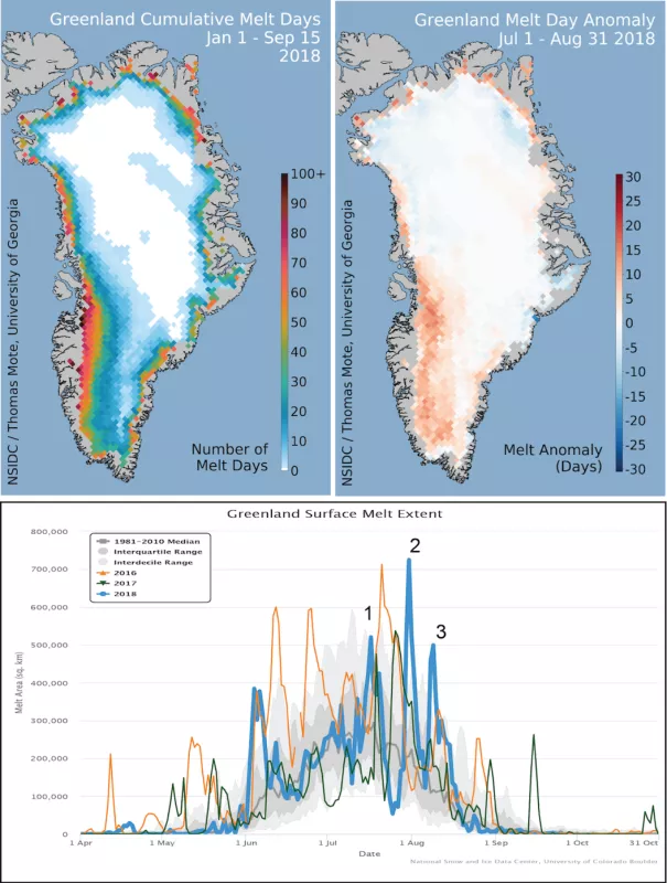 Greenland melt day maps (Jan 2018)
