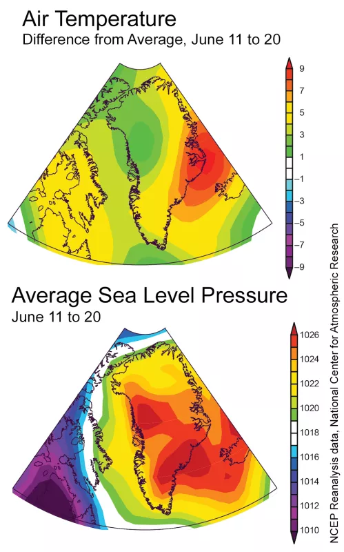 Figure 2a: Temperature and pressure maps