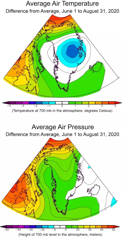 Figure 3: Average temperature and pressure maps