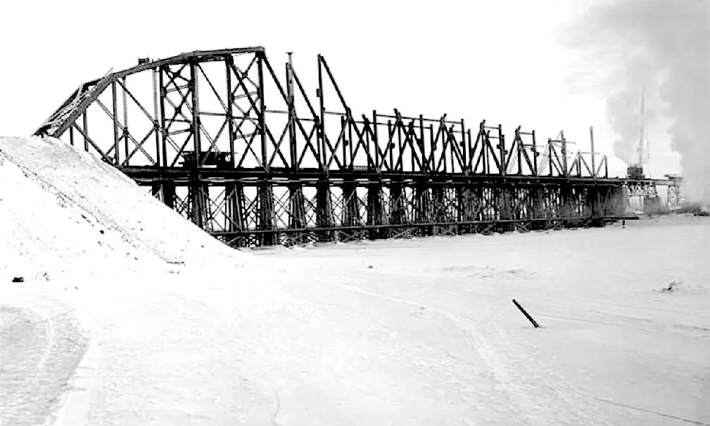 Photo of bridge over Tanana River nearing completion