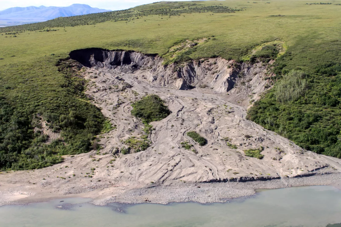 thawing permafrost erodes Alaskan coast
