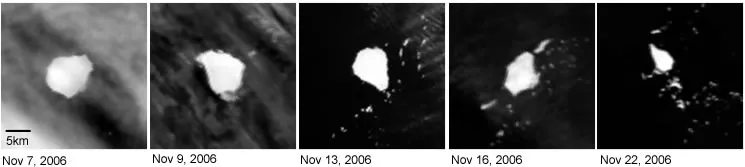 MODIS images of iceberg breakup