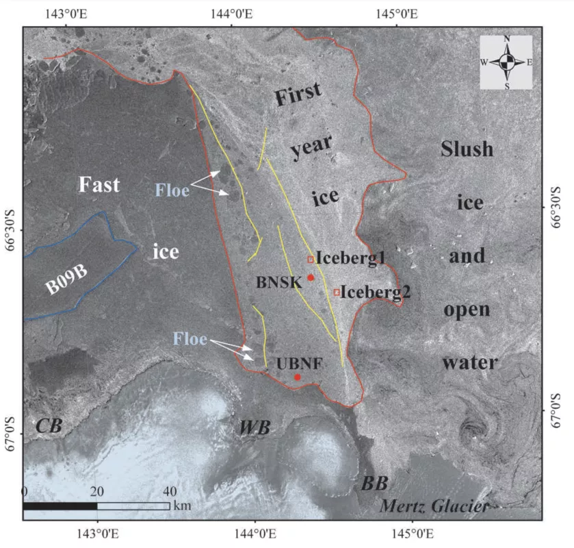 RADARSAT-2 image shows multiple types of sea ice in Antarctica