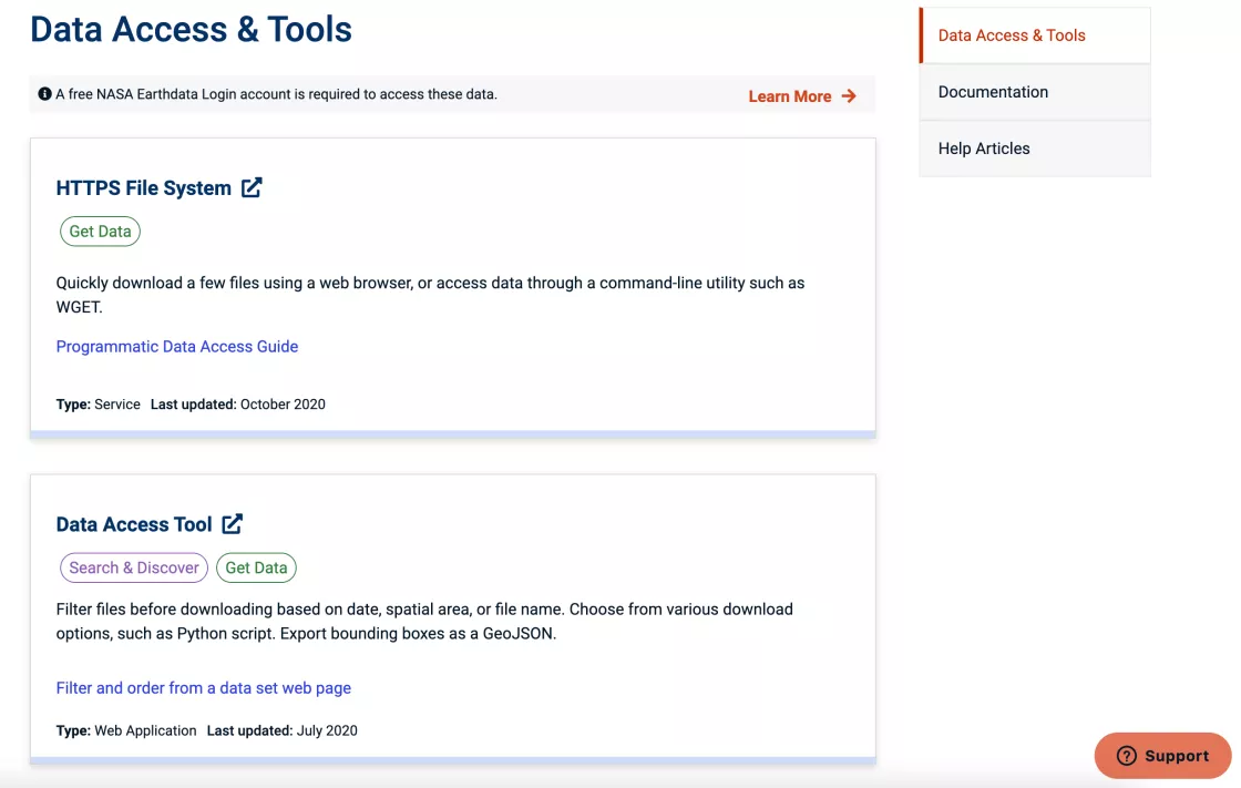 Screenshot of tools for a data product