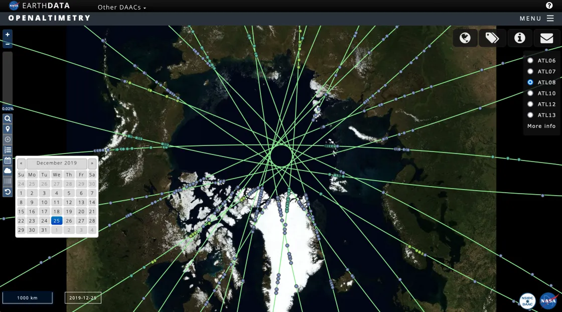 OpenAltimetry screenshot with polar projection