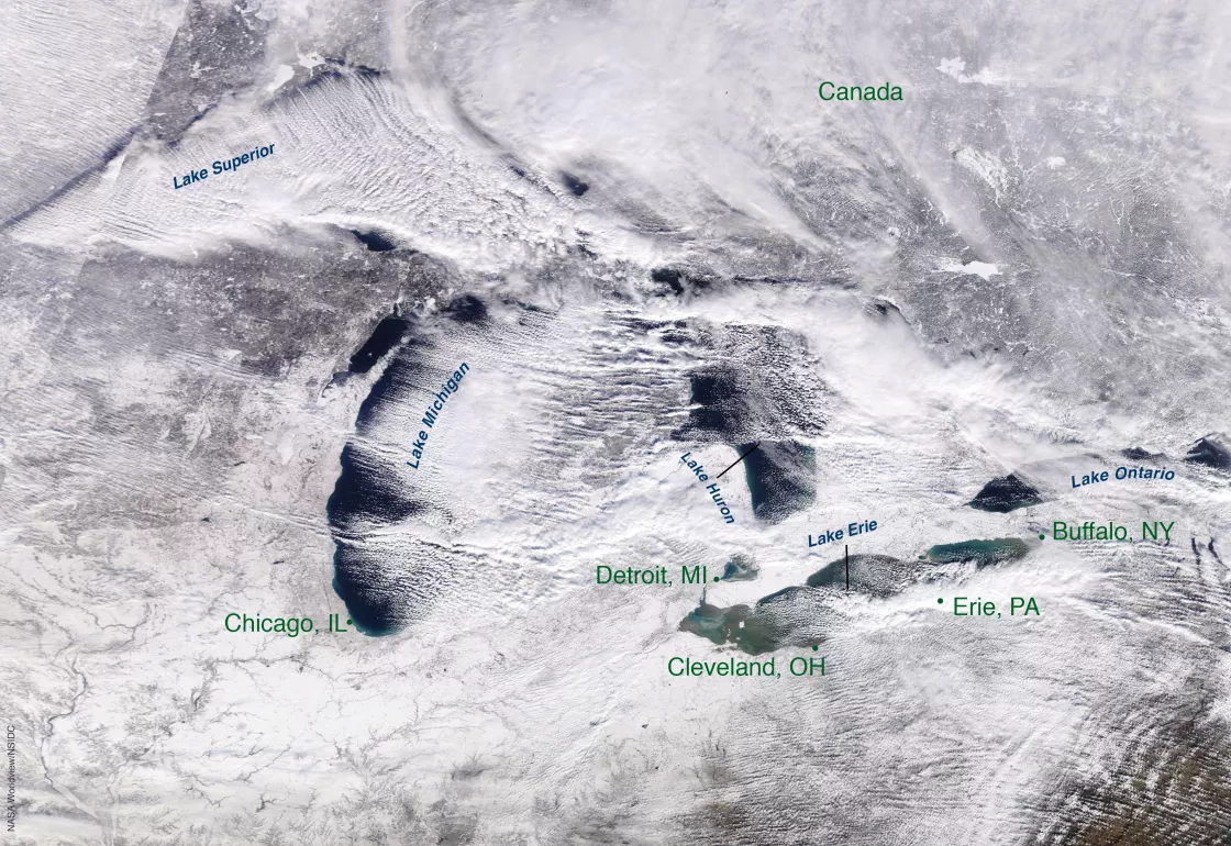 Lake snow effect NASA Worldview