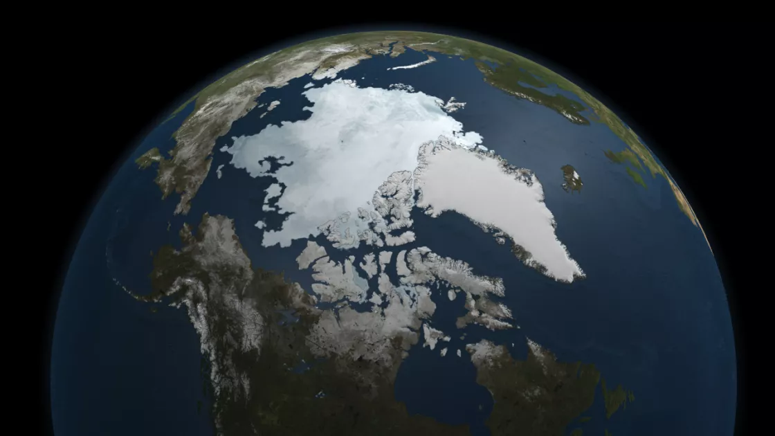globe with sea ice