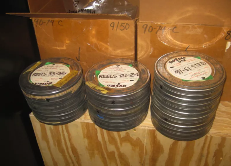 National Snow and Ice Data Center acquires dozens of canisters of 35-millimeter film that contain images of the 1964 Artic sea ice minimum and the Antarctic maximum. The images were collected by the Nimbus 1 satellite, which circled the globe from August 28, 1964 to September 23, 1964. Credit: NSIDC