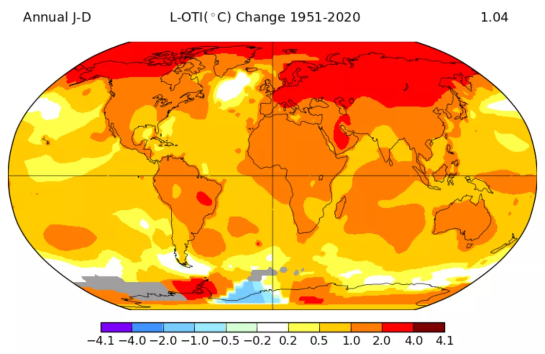 Global temperature anomaly map
