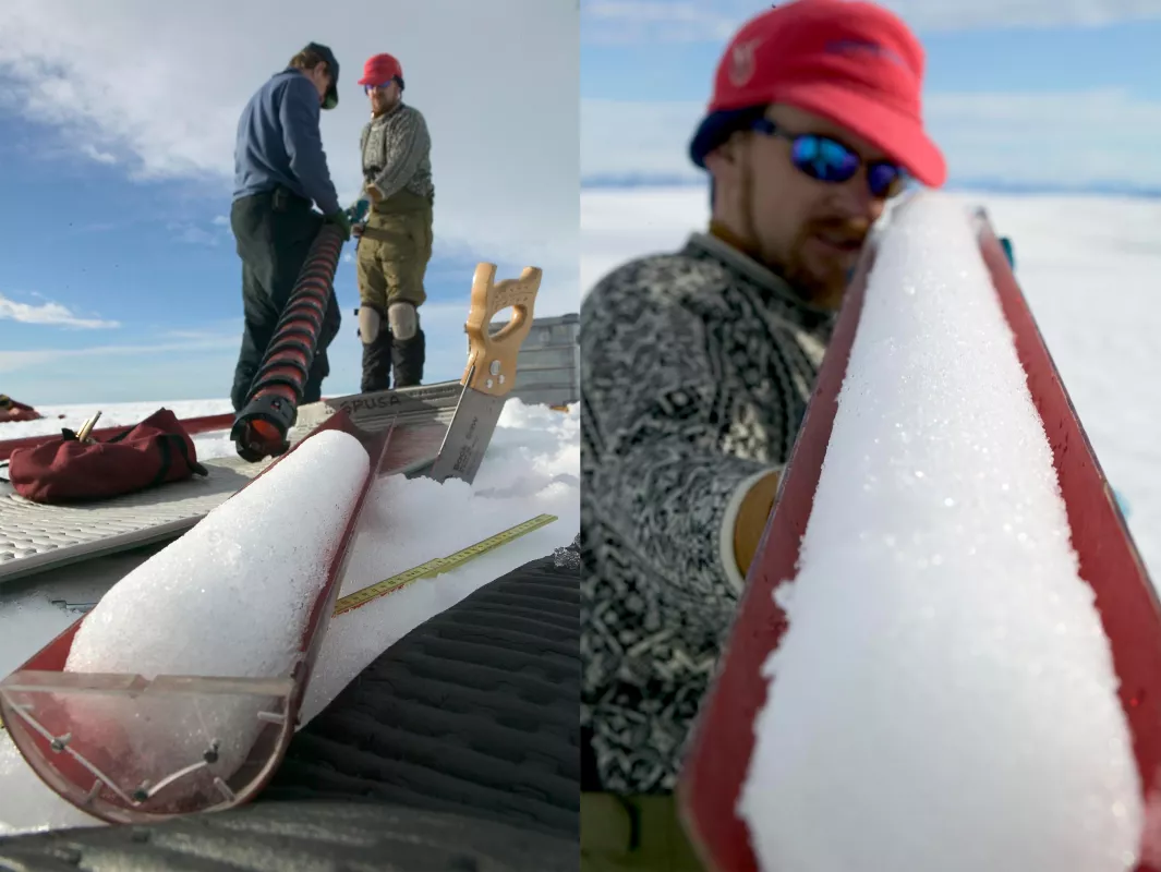 Researcher Jason box examines an ice core from Greenland