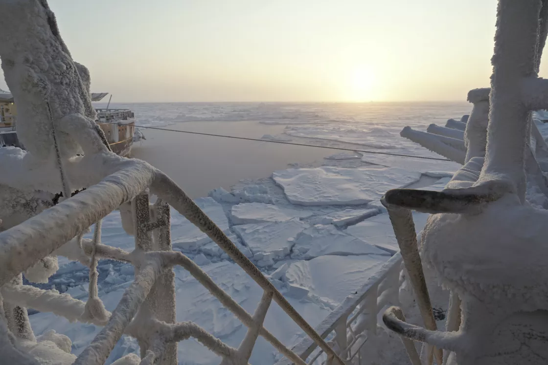 view of Arctic sea ice from ship