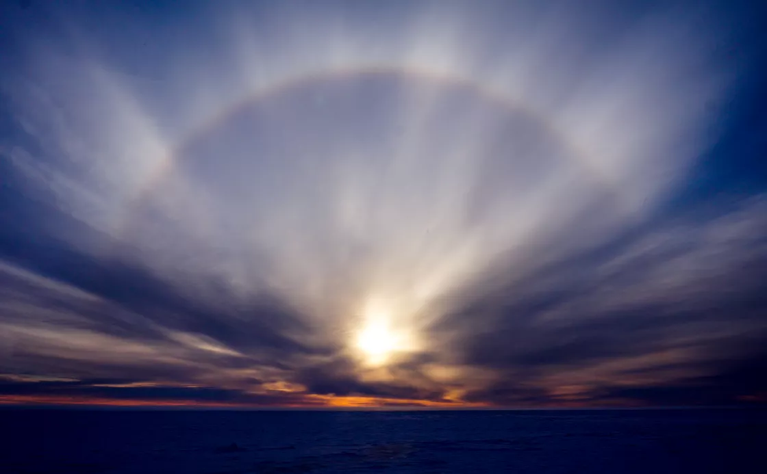 A halo forms over the Kara Sea
