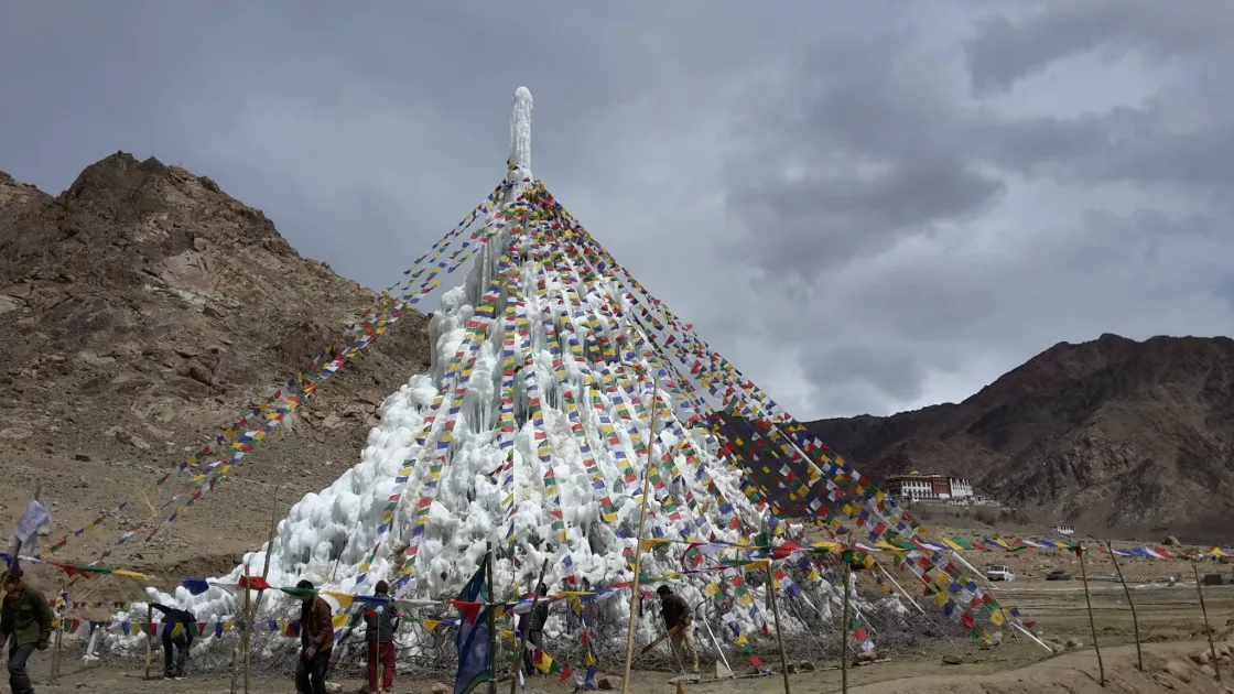 An ice stupa in northern India